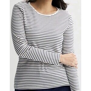 Croft & Barrow Long Sleeve T-Shirt Top Sz Large / L - Navy Blue Stripe - New